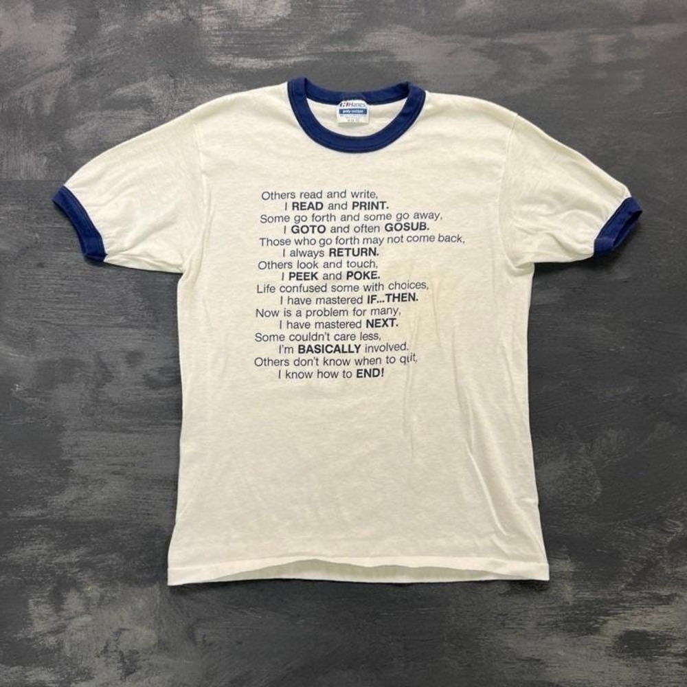Vintage Quote Shirt Men's Medium White 1980s Ringer USA